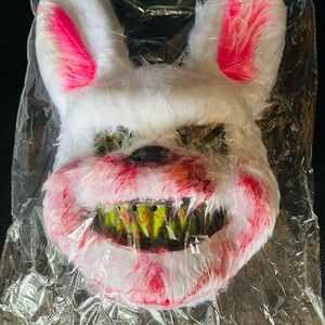 Scary White and Pink Bunny Mask for adults and kids
